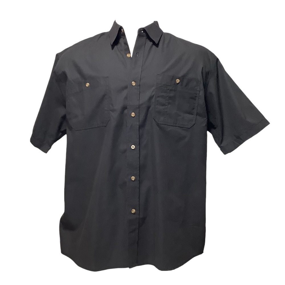 RACKS & REELS Black Button Down Sportsman Shirt - Size‎ L